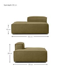 Modulo Chaise-longue Lennon, Rivestimento: 100% poliestere Con 115.0, Struttura: legno di pino massiccio, , Piedini: plastica, Tessuto verde, Larg. 150 x Alt. 68 cm, schienale a destra