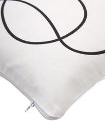Kissenhülle Laleh mit abstraktem Print aus Bio-Baumwolle, 100% Bio-Baumwolle, GOTS-zertifiziert, Weiß,Schwarz, 45 x 45 cm