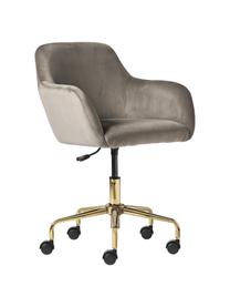 Samt-Schreibtischstuhl Lucie, Bezug: 100 % Polyester (Samt) De, Beine: Metall, pulverbeschichtet, Rollen: Kunststoff, Samt Taupe, Goldfarben, B 57 x T 57 cm