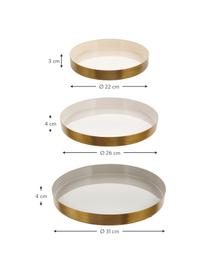 Set de bandejas decorativas Ayra, 3 pzas., Metal, pintado, Dorado, gris, beige, blanco, Set de diferentes tamaños