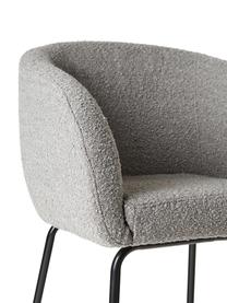 Bouclé fauteuils Alani, 2 stuks, Bekleding: 100% polyester Met 10.000, Poten: gepoedercoat metaalkleuri, Bouclé grijs, B 58 x H 78 cm
