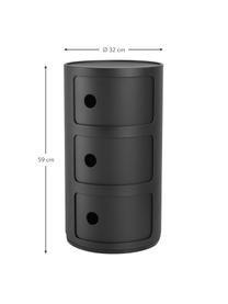 Design Container Componibili 3 Modules in Schwarz, Thermoplastisches Technopolymer aus recyceltem Industrieausschuss, Greenguard-zertifiziert, Schwarz, Ø 32 x H 59 cm