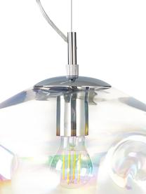Hanglamp Amora van iriserend glas, Lampenkap: glas, Frame: geborsteld metaal, Iriserend chroom, Ø 35 x H 20 cm