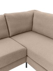 Canapé d'angle convertible pieds en métal Luna, Tissu brun, larg. 270 x prof. 184 cm, méridienne à droite