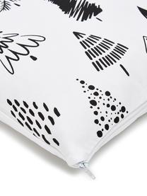 Povlak na polštář s vánočními stromky Scandi, Bavlna, Bílá, černá, Š 40 cm, D 40 cm