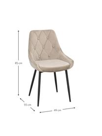 Sedia imbottita in velluto Alberton 2 pz, Rivestimento: 100% velluto di poliester, Gambe: metallo verniciato, Velluto beige, nero, Larg. 49 x Prof. 55 cm