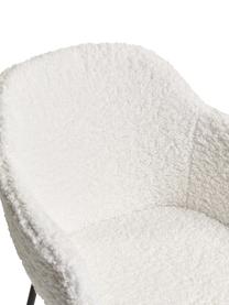 Petite chaise à accoudoirs tissu peluche avec pieds en métal Fiji, Tissu blanc crème, larg. 58 x haut. 81 cm