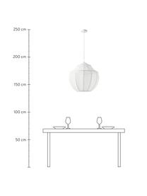 Hanglamp Beau van netstof in wit, Lampenkap: textiel, Baldakijn: gepoedercoat metaal, Wit, Ø 55 x H 52 cm