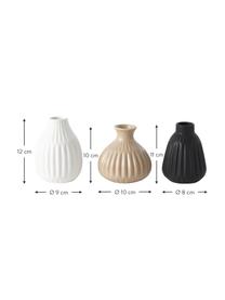 Set de jarrones de porcelana Palo, 3 uds., Porcelana, Negro, beige, blanco, Set de diferentes tamaños