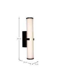 Applique LED verre opalescent salle de bains Clamp, Noir, blanc, larg. 9 x prof. 14 cm
