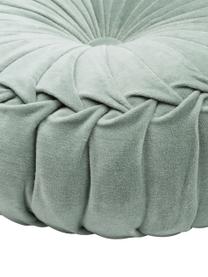 Coussin rond en velours Kanan, 100 % velours de coton, Vert sauge, Ø 40 cm