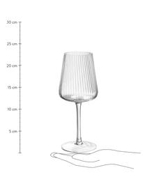 Ręcznie wykonany kieliszek do wina z ryflowaną powierzchnią Cami, 4 szt., Szkło dmuchane, Transparentny, Ø 9 x W 24 cm