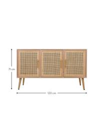 Aparador Cayetana, Estructura: tablero de fibras de dens, Patas: madera de bambú pintada, Madera clara, An 120 x Al 71 cm