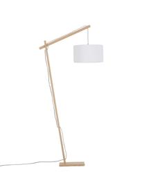 Lampada da terra scandi Woody, Paralume: misto cotone, Base della lampada: metallo con impiallacciat, Bianco, marrone chiaro, Larg. 81 x Alt. 166 cm