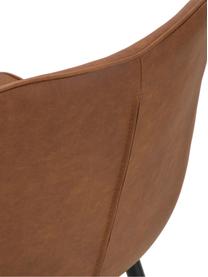 Chaise cuir synthétique rembourré Louis, 2 pièces, Cuir synthétique cognac, larg. 44 x prof. 58 cm