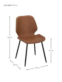 Chaise cuir synthétique rembourré Louis, 2 pièces, Cuir synthétique cognac, larg. 44 x prof. 58 cm