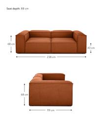 Modulares Sofa Lennon (3-Sitzer), Bezug: Polyester Der hochwertige, Gestell: Massives Kiefernholz, FSC, Füße: Kunststoff, Webstoff Terrakotta, B 238 x T 119 cm