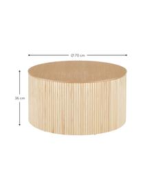 Mesa de centro redonda Nele, con espacio de almacenamiento, Tablero de fibras de densidad media (MDF) chapado en madera de fresno, Madera clara, Ø 70 x Al 36 cm