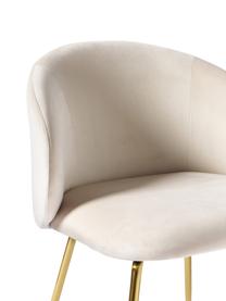 Krzesło tapicerowane z aksamitu Luisa, 2 szt., Tapicerka: aksamit (100% poliester) , Nogi: metal malowany proszkowo, Kremowobiały aksamit, odcienie złotego, S 59 x G 58 cm