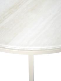 Tavolino rotondo da salotto con piano in vetro effetto travertino Antigua, Struttura: acciaio verniciato a polv, Effetto travertino, beige, Ø 80 cm