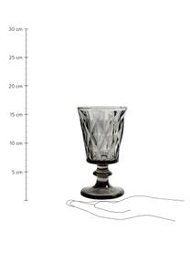 Wijnglazen Diamond, 6 stuks, Glas, Rookgrijs, licht transparant, Ø 9 x H 16 cm, 250 ml