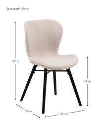 Krzesło tapicerowane Batilda, 2 szt., Tapicerka: 100% poliester, Nogi: drewno kauczukowe, powlek, Beżowa tkanina, czarny, S 47 x G 53 cm