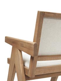 Chaise à accoudoirs rembourrée Sissi, Tissu blanc crème, bois de chêne clair, larg. 58 x prof. 52 cm