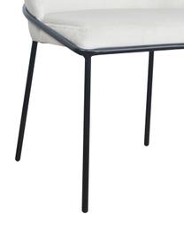 Sedia imbottita in velluto Polly, Rivestimento: velluto (100% poliestere), Gambe: metallo, Velluto bianco crema, nero, Larg. 57 x Prof. 55 cm