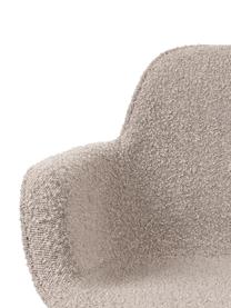 Bouclé bureaustoel Albert in taupe, in hoogte verstelbaar, Bekleding: 100% polyester, Frame: aluminium, gepolijst, Zitvlak: 100% polypropyleen, Taupe, zwart, B 59 x D 52 cm