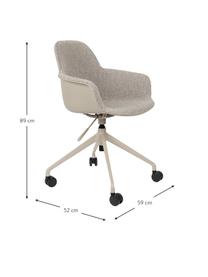 Bouclé-Schreibtischstuhl Albert, höhenverstellbar, Bezug: 100 % Polyester Der strap, Rahmen: Aluminium, geschliffen Si, Bouclé Taupe, B 59 x T 52 cm