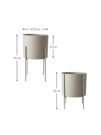 Macetero grande de metal Milton, Metal recubierto, Beige mate, Ø 25 x Al 45 cm