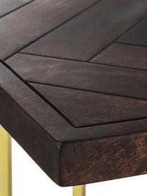 Tavolo in legno di mango con motivo a spina di pesce in varie misure Luca, Struttura: metallo rivestito, Legno di mango, dorato, Larg. 180 x Prof. 90 cm