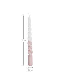 Gedraaide kaarsen Twister, 2 stuks, Paraffinewas, Wit, roze, Ø 2 x H 25 cm