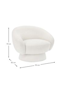 Fauteuil lounge en tissu bouclé blanc Ted, Blanc, larg. 93 x prof. 82 cm