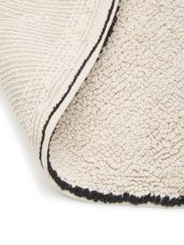Tapis rond beige Trace, Coton recyclé (80 % coton, 20 % autres fibres), Beige, noir, Ø 160 cm (taille L)