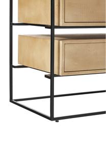 Schubladenkommode Lyle, Tischplatte: Massives Mangoholz, Helles Mangoholz, Schwarz, B 100 x H 82 cm