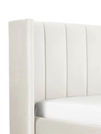 Samt-Polsterbett Dusk, Bezug: Polyestersamt Der hochwer, Korpus: Massives Kiefernholz, FSC, Samt Beige, B 160 x L 200 cm