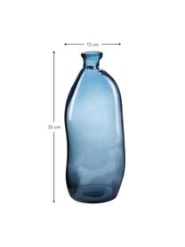 Jarrón botella de vidrio Dina, Vidrio reciclado con certificado GRS, Azul, Ø 13 x Al 35