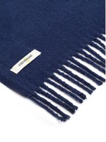 Effen katoenen deken in donkerblauw, 50% katoen, 50% acryl, Donkerblauw, B 140 x L 180 cm