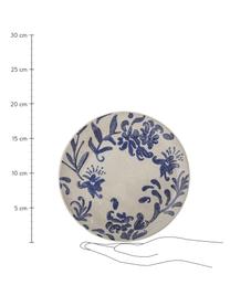 Ręcznie malowany talerz śniadaniowy Petunia, 6 szt., Kamionka, Beżowy, odcienie niebieskiego, Ø 19 cm
