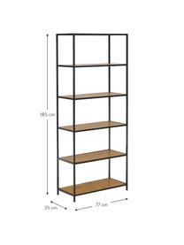 Vysoký regál z dreva a kovu Seaford, Divoký dub, Š 77 x V 185 cm
