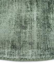Rond viscose vloerkleed Jane, handgeweven, Onderzijde: 100% katoen Het in dit pr, Groen, Ø 200 cm (maat L)