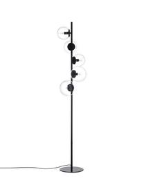 Industriële vloerlamp Casey van glas, Lampvoet: gepoedercoat metaal, Zwart, Ø 40 x H 170 cm