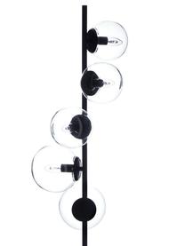Industriële vloerlamp Casey van glas, Lampvoet: gepoedercoat metaal, Zwart, Ø 40 x H 170 cm