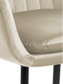 Chaise velours rembourrée pieds en métal Emilia, Velours beige, noir, larg. 57 x prof. 59 cm