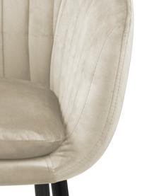 Chaise velours rembourrée pieds en métal Emilia, Velours beige, pieds noir, larg. 57 x prof. 59 cm