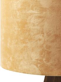 Scandi tripod vloerlamp Jake van massief hout met fluwelen lampenkap, Lampenkap: fluweel, Lampvoet: essenhout, FSC-gecertific, Geel, Ø 60 x H 150 cm
