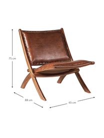 Fotel wypoczynkowy ze skóry Low, Tapicerka: skóra, Stelaż: drewno mindi, Skórzany brązowy, S 65 x G 88 cm