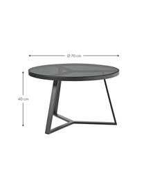 Runder Couchtisch Fortunata, Tischplatte: Glas, gehärtet, Gestell: Metall, gebürstet, Transparent, Schwarz, Ø 70 x H 40 cm