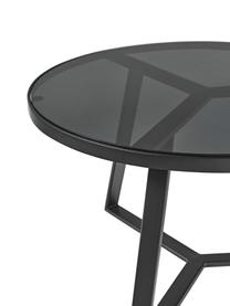 Runder Couchtisch Fortunata, Tischplatte: Glas, gehärtet, Gestell: Metall, gebürstet, Transparent, Schwarz, Ø 70 x H 40 cm